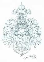 My interpretation of the original ancient Prussian drawing of the Lorincz coat of arms.